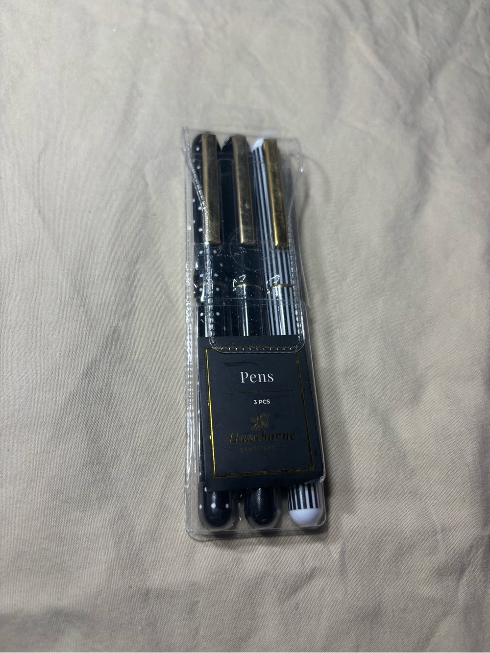Black & White Stripe Ballpoint Pen Set - 3 Pack
